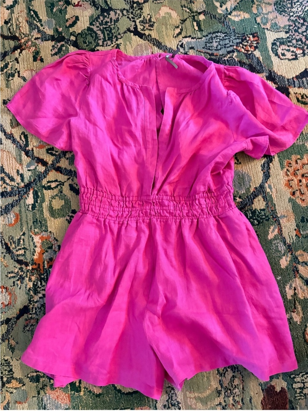 Anthropologie The Somerset Romper Linen Edition in Bright Pink - Picture 2 of 2
